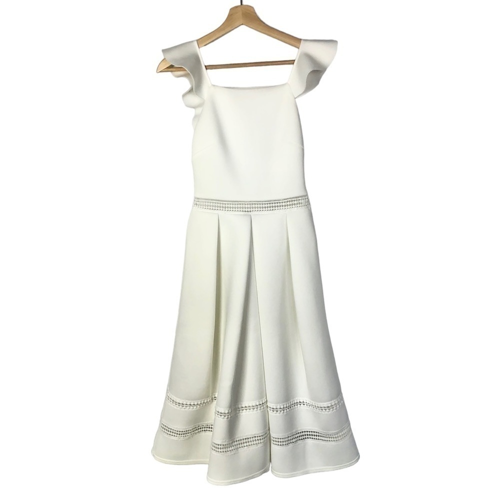 ASOS Design White Lace Inset Ruffle Back Midi Dress 4